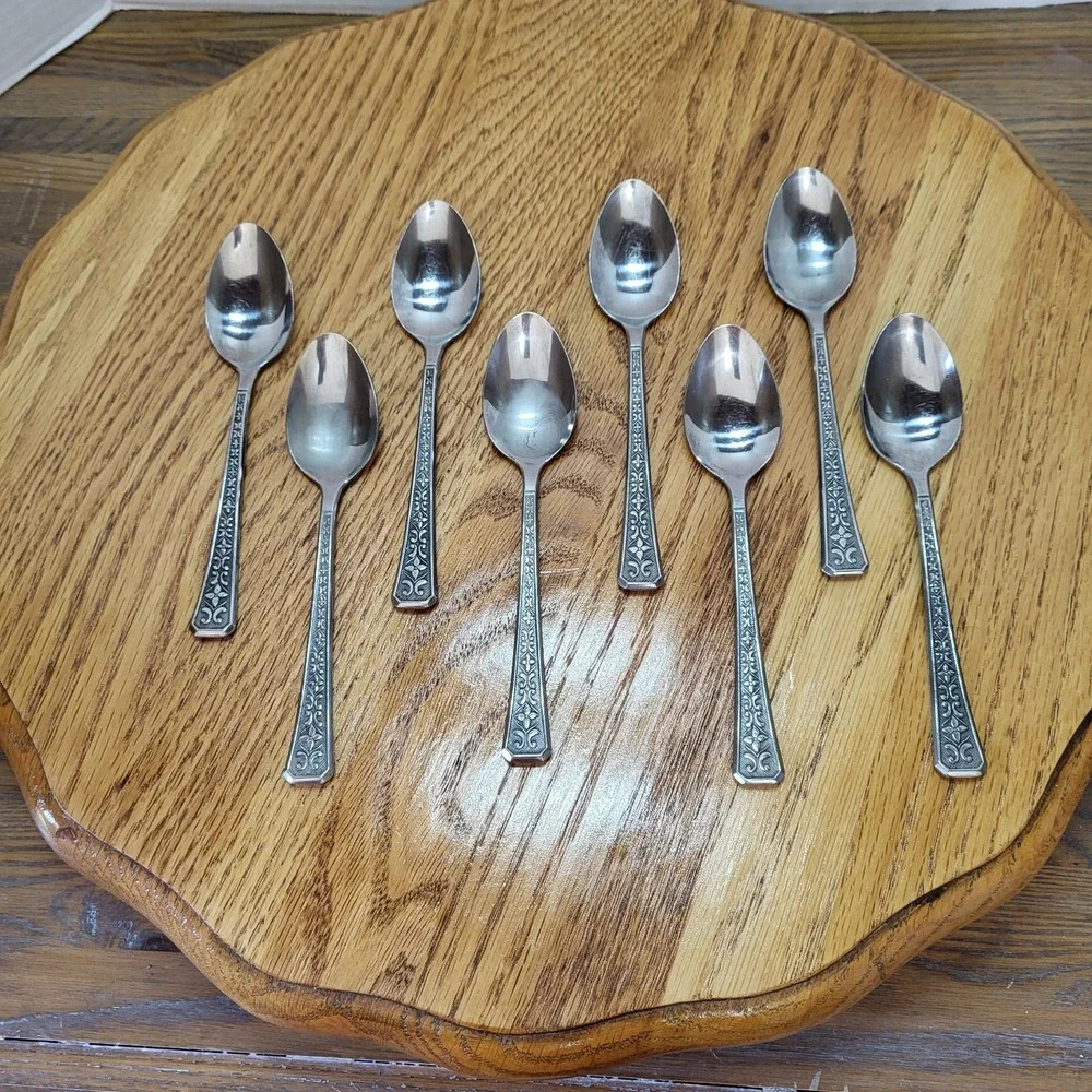 VTG Interpur Florenz Stainless Steel Flatware Japan MCM Set of 8 Teaspoons